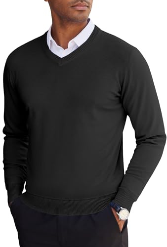 COOFANDY Jersey Hombre de Invierno Cuello en V Pullover | Jersey de invierno Jersey de negocios Sudadera informal