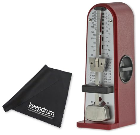 Wittner Piccolino 890141 mechanisches Metronom Rubinrot mit keepdrum Mikrofasertuch