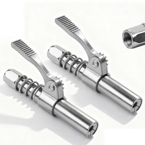 XJJAUGKLY 2 stycken fettpressmunstycken, snabblåsning och upplåsning fettpress, 6 bakar låsning fettpresskoppling med alla fettpressar 1/8 tum NPT, metrisk smörjnippel