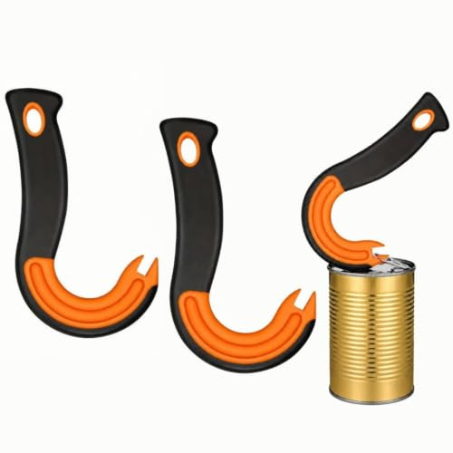 Wjelet 3 Pcs Ring Pull Tin Opener, J Hook Pull Tab Aid with Non-Slip Grip