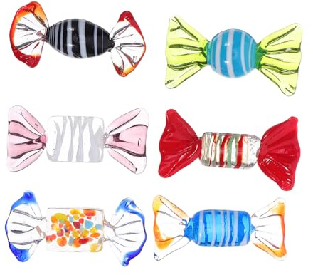 FUNOMOCYA 6 Pezzi Set di Barattoli in Vetro Fatti a Mano Colorati per Caramelle, Decorazione per Natale, San, Festa, Tavolo, Gioielli e Ciotola per Caramelle Artificiali