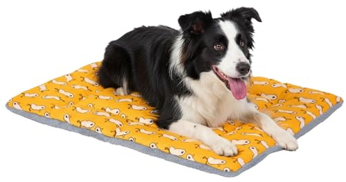 Dogat Hundematte Für Große Hunde Wendbar Waschbar 80 × 60 cm | Weiche Liegefläche Mit Plüsch Und Baumwoll-Leinen, Für Hundebox, Auto Und Zuhause, Komfort Für Jede Jahreszeit