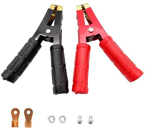 2 Piezas 1000A Abrazaderas de Cables, Cocodrilo para Batería Coche, Pinzas para Coche de Bateria, Pinzas Cocodrilo, para Reemplazo, Reparación y Creación de Cables Personalizados de Carga