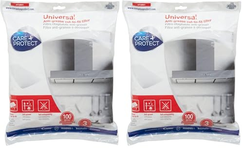 CARE+PROTECT Filtre pour Hotte - Universel - À Découper sur Mesure - Anti-Graisse - Anti-Odeur - Auto-Extinguible - Dimensions 47x97 cm - Absorption 100 g/m² (Lot de 2)