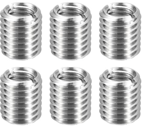 QUARKZMAN 6 st. gänginsats M16 till M10 x 20 mm rostfritt stål skruvmutter reduceringsgänga metrisk självgängande gänghylsa gängadapter för möbler reparation gör-det-själv mekaniska komponenter