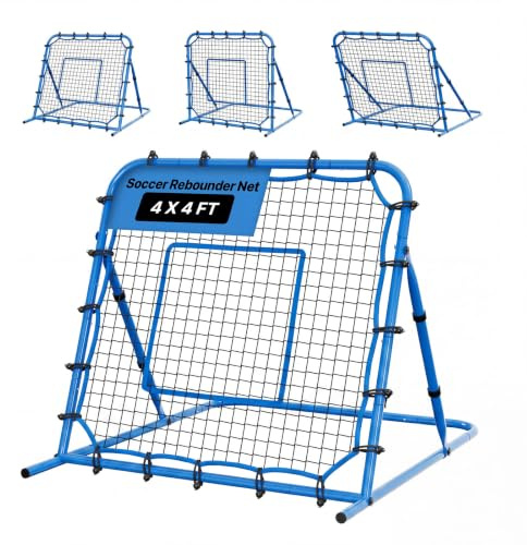 VEVOR Red de Rebote de fútbol, Quick-Switch Ángulo de Fútbol Objetivo Rebounder para el Control, pasando práctica, Marco de Hierro de Servicio Pesado y Red PE, Equipo de Entrenamiento de Bola de