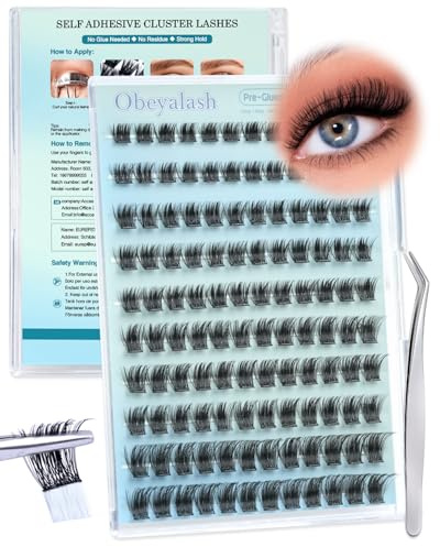 Obeyalash Press On Lashes Selbstklebend Wimpern Wiederverwendbar D Curl Wimpern Von Unten Kleben Wispy Cluster Eyelashes 8-14mix Soft and Resuable 120pcs(Y24)