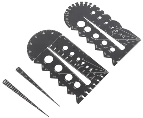 Annadue Medidor de Paso de Rosca, Calibre Múltiple de Paso de Rosca Métrico e Imperial de Aleación de Aluminio Negro, Medidor de de Tornillo para Medición de Tuercas de Perno, Herramienta de Sujeción