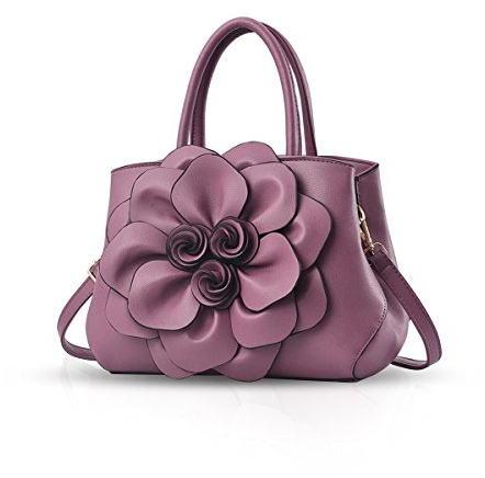 NICOLE & DORIS Stylish Handbags for Women Flower Top Handle Handbags Designer Shoulder Bag PU Leather Crossbody Bag Pretty Bag