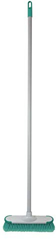 CHARLES BENTLEY Broom, Green, Soft, Indoor Broom, Metal Handle, Broom Head, Soft Flagged Bristles, Rubber Bumpers, Strong, Robust Handle, Hanging Hook, Practical (120x14x14cm)