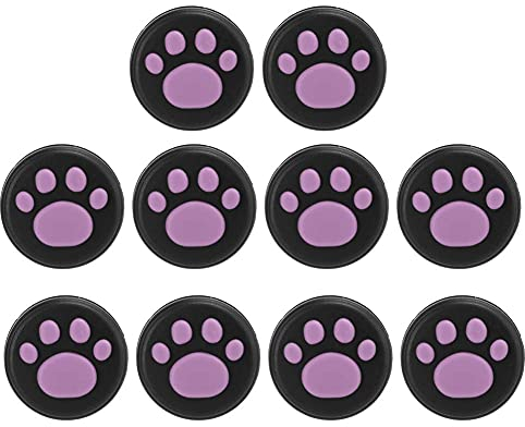 fasient1 10 Stück Silikon Daumengriff Stick Rocker Cap,Niedliche Cat Claw Design Ersatz Daumengriffe Analoge Stick Cover Joystick Kappe für für Lite(Rosa Pfote auf Schwarz)
