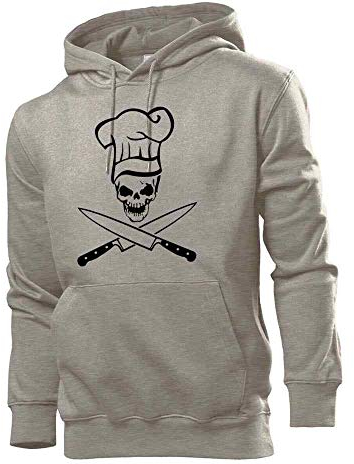 Generisch Sweat à capuche avec tête de mort et couteau pour homme, gris, XXXL