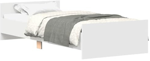 vidaXL Cadre de Lit, Lit Simple avec Sommier à Lattes, Lit Adulte, Meuble de Chambre à Coucher, Moderne, Blanc 100x200 cm Bois d'Ingénierie