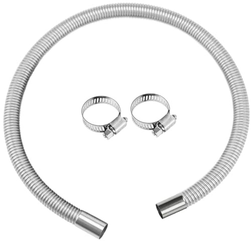 Swpeet 3Pcs 1 x 23.6 - 25mm x 60cm Stainless Steel Diesel Heater Exhaust Pipe with 18mm-29mm Hose Clamps Kit, Fuel Tank Air Heater Diesel Gas Vent Hose Exhaust Tubing for Car Vehicle