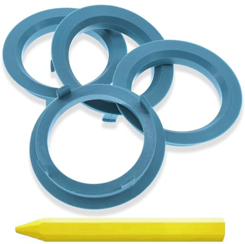 4 anneaux de centrage 70,1 x 56,1 mm bleu clair pour jantes + 1 stylo à craie de graisse pour pneus