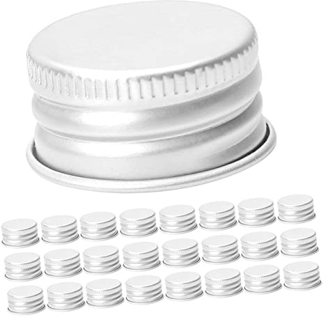 ANDRESLAD 50pcs Aluminum Bottle Caps Reusable Jar Sealing Lids 24mm Silver Leakproof Screw Caps Flexible Fit for Glass Bottles Portable for Kitchen Canning