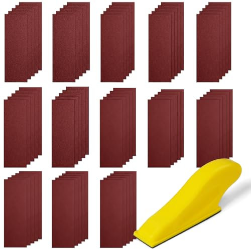 URAQT Kit da 131 Pezzi Carta Abrasiva,Carta Vetrata in Grane 40-1000,Impermeabile Levigatura a Secco e Umido Sandpaper, Adatto per Auto, Pietra, Vernice, Metallo, 9 * 3CM