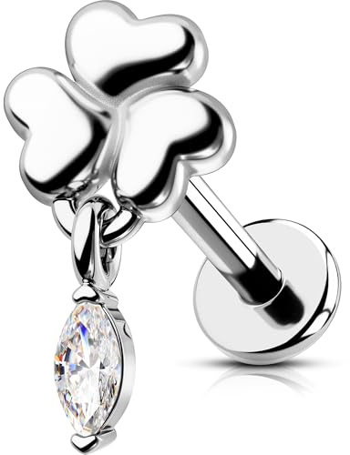 OUFER 16 g blomma brosk öronpiercing rostfritt stål 316 l piercing helix inre gänga conch ring markis CZ Tragus örhänge läpp stud för kvinnor 6 mm, 16G6mm, Rostfritt stål, Kubisk zirkon