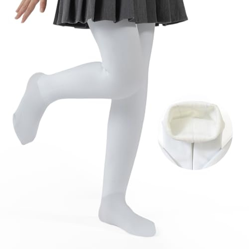Sahunfri Thermostrumpfhose Kinder Mädchen, Thermo Strumpfhose Kinder mit Innenfutter Winter Warm für 3-15 Jahre Geeignet (DE/NL/SE/PL, Alter, 9 Jahre, 11 Jahre, Regular, Standard, Weiß)