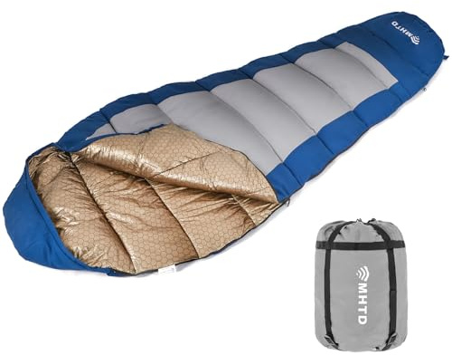 MHTD All Season Sleeping Bag for Adults 0 Degree,Cotton Canvas with YKK Zipper Compact Backpacking Mummy Camping Sleeping Bag