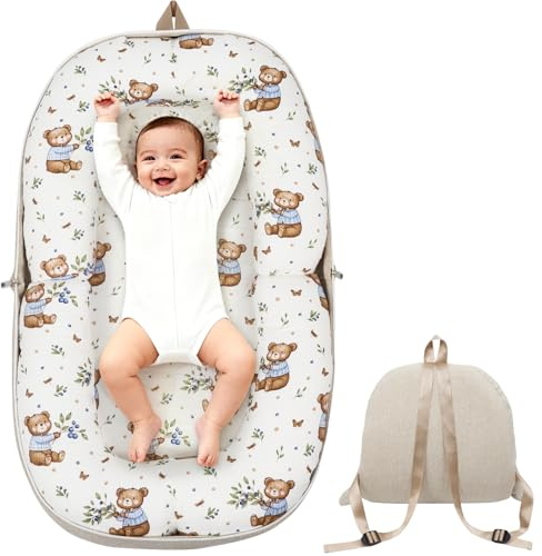 YGJT Baby Nest for Newborn Baby Lounger for 0-12 Months, Baby Bassinet Nest Pod Converts to Backpack for Easy Travel, Newborn Essentials Babies Gifts