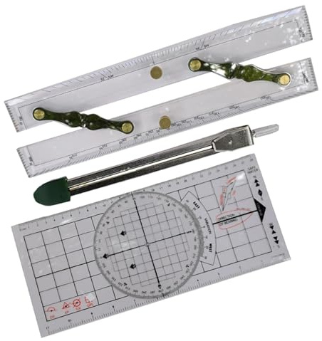 kowaku Set di 3 Goniometri Nautici di Base, Bilance Trasparenti Professionali, Righello Parallelo Nautico, Strumenti di Misurazione, 30 Cm