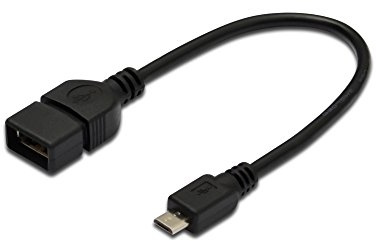 DIGITUS Cable adaptador USB 2.0 - 0,2 m - USB Micro B (m) a USB A (f) - 480 Mbps - Adaptador USB - Negro