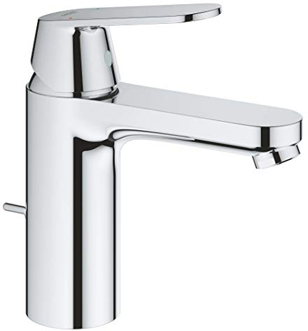 GROHE Eurosmart Cosmopolitan, Waschtischarmatur, wassersparend (Wasserhahn für das Bad, Badarmatur mit Zugstangen-Ablauf, 17cm hoch, einfache Installation am Waschbecken), chrom, 23325000