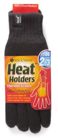 Heat Holders Mens 1 Pair 2.3 Tog Heatweaver Yarn Gloves - Black L/XL
