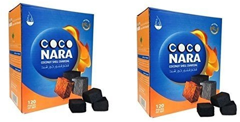 CocoNara 2 Boxes of 120 Piece Coconut Coco Nara Premium Hookah Charcoal Coals - 2 Count
