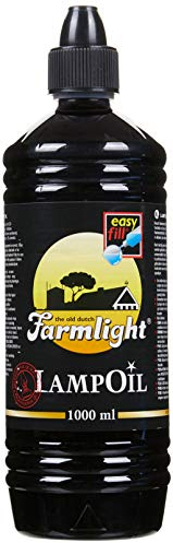 Farmlight Olio per Lampade – 1L Olio di Paraffina Pura – Senza Fumo & Senza Odore – Per Lampade a Olio, Torce da Giardino & Candele Religiose – Tappo di Sicurezza