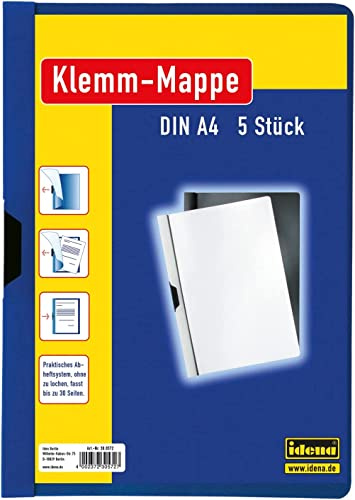 Idena 300572 - Klemmmappe DIN A4 (Blau, 15 Stück/DIN A4)