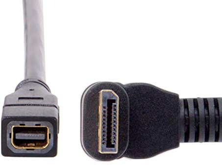 Cablecc DP DisplayPort 90 Degree to Mini DP DisplayPort Female Cable for Displays Monitors (Down Angled)