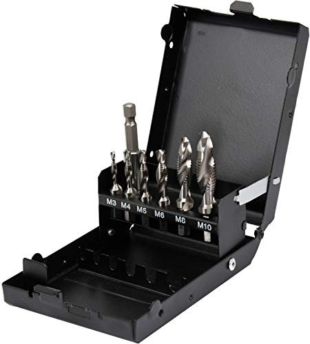 Yato YT-44849 Wasserhahn-Set, 7-teilig, Größen: M3-M10, für mechanische und manuelle Einfädelung