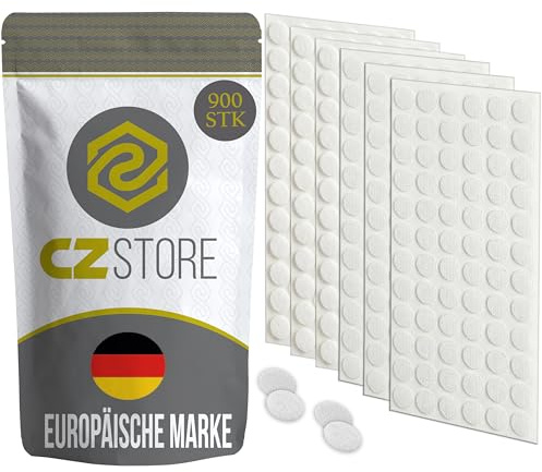 CZ Store Selbstklebende Klettpads | 900 Stk. | ✮✮LEBENSLANGE GARANTIE✮✮ - Doppelseitige Klettverschlüsse, langlebige Nylon- & Polyester-Klettpunkte - Montagezubehör, Bastelbedarf