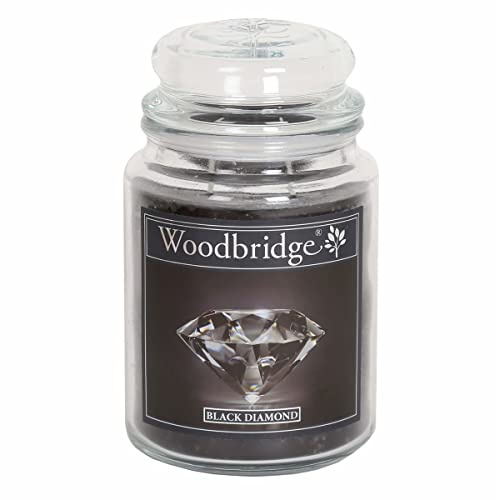 Woodbridge Große Duftkerze im Glas mit Deckel | Black Diamond | Duftkerze Frisch | Kerzen lange Brenndauer | Raumduft für Zuhause | Kerze 2 Docht