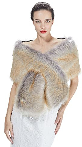 BEAUTELICATE Kunstpelz Schal Stola Bolero Damen Brautschal Wrap Jacke Mantel Winter Hochzeit Gatsby 1920er Jahre Kostüm