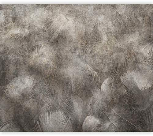 murando - Vlies Fototapete Abstrakt 400x280cm - Foto Tapete Schlafzimmer Wohnzimmer Moderne Vliestapete XXL Wandtapete Motivtapeten 3d Effekt Wand Dekoration - grau Feder Ornament b-A-0806-a-a