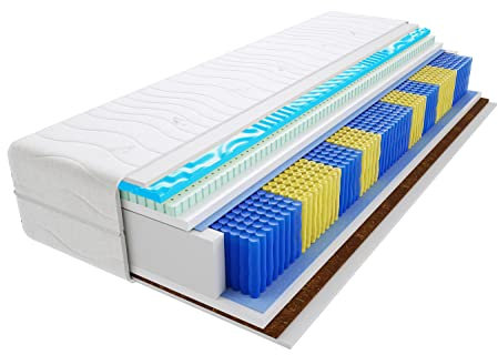 Godre Matratze 70x200 cm Doppelmatratze, H3 & H4 Federkernmatratze, Taschenfederkernmatratze 22 cm Hoch Latex Kokosfaser Profilierter Visco Memory Hypoallergene Lima Multitaschen Visco Molet