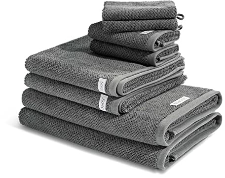 Ross - 8 teiliges Frottier-Set - Selection Bio-Baumwolle (2 X Wasch- 2 X Gäste- 2 X Dusch- 2 X Handtuch im Set) - 540 g/m2 - Baumwolle - Frottee - saugstark - weich und flauschig - Schiefer