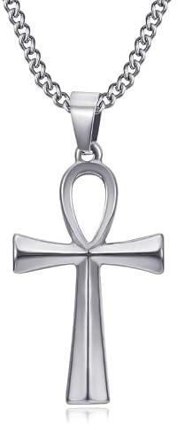 BOBIJOO JEWELRY - Pendentif Croix de Vie Ankh Collier Femme 40x25mm Acier inoxydable Argenté Chaîne