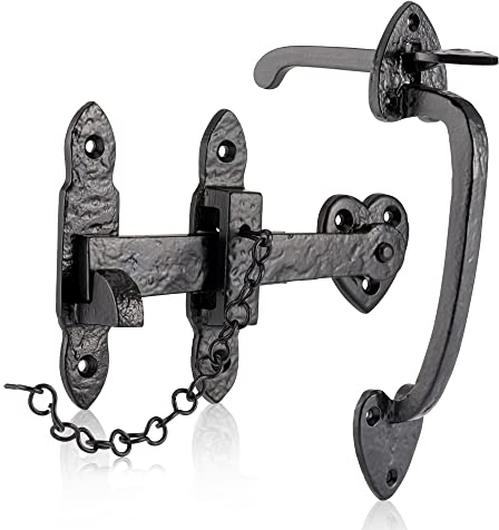 XFORT Smithy's Range Thumb Gate Latch Black Antique, Traditional Suffolk Latch, Cast Iron Gate Door Latch, Suitable for Shed and Gate Doors.