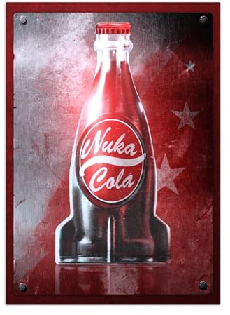 Displate Offiziell Fallout MetallPoster Magnetische Befestigung Inklusive Lizenziert Bilder Hochwertiges Poster Nuka Cola Flavours - Nuka Cola 45 cm x 32 cm