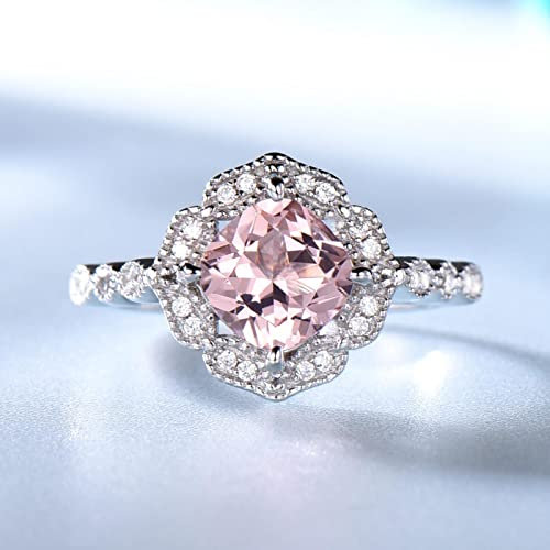 CHABER Erstellt Nano Morganite Ringe 925 Sterling Silber Blume Ringe Für Frauen Engagement Jubiläum Hochzeitsgeschenk Edlen Schmuck