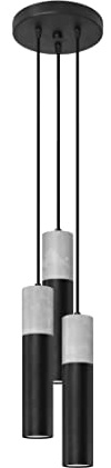 Licht-Erlebnisse Pendelleuchte Schwarz Grau Ø 20 cm höhenverstellbar Metall Beton 3-flammig GU10 Esszimmer Wohnzimmer Hängelampe