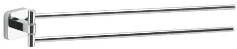 Gedy Tonga Porta Asciugamani Bagno Snodo con 2 Aste da 35cm Ruotabili a 180°, Porta Salviette Bagno Muro Fissaggio Tramite Viti o Adesivo, Finitura Cromato Realizzato in Acciaio Inox e Cromall