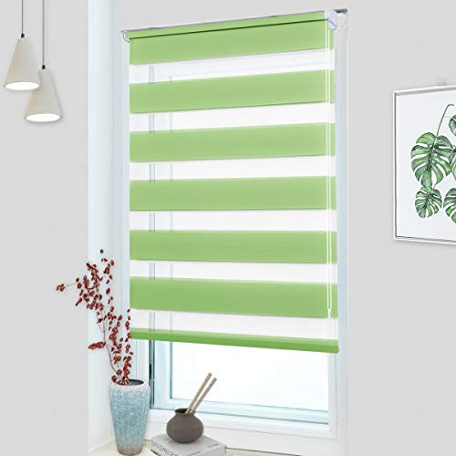 MupFup Doppelrollo Klemmfix ohne Bohren,Duo Rollo Klemmrollo Grün 50 x 160cm(BxH), Lichtdurchlässig & Verdunkelnd Fensterrollo für Schlafzimmer, Badezimmer, Wohnzimmer Fenster und Tür