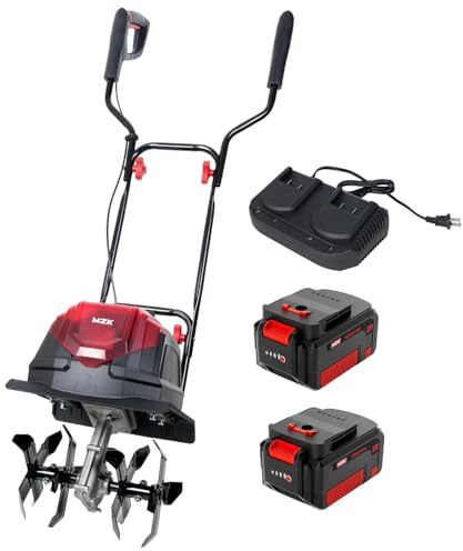 MZK 40V 30,48 cm sladdlös trädgårdsjordfräs, batteridriven trädgårdsodlare, 2 x 4,0 Ah batteri och snabbladdare ingår