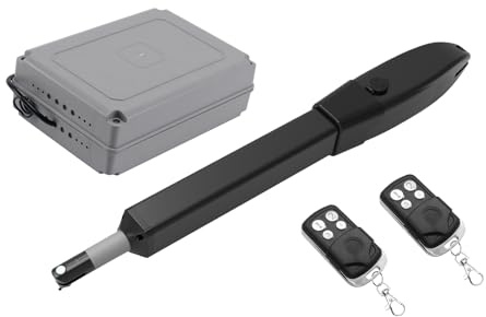 JUJIANG Automatic Gate Opener with Remote Complete Kit for Single Swing Gate Up to 770lb 16FT, Electric Gate Openers Medium Duty Single Swing Gate Opener Automatic Gate Motor 60W AC Powered PKM-C026