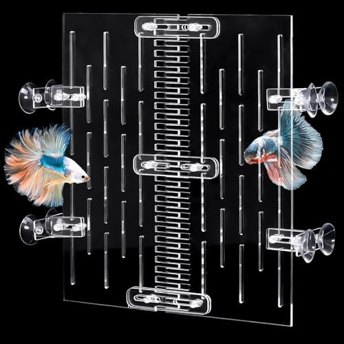 UNIFAMILY Aquarium-Trennwand mit Saugnäpfen, Trennclips für Aquarien, 35,4 l, Trennwand für Aquarien, Isolationsbrett hält Fische vor Kämpfen (35,7 Liter)